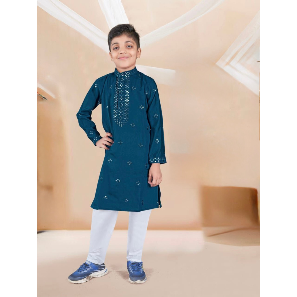 Festive Kids Boy Indian Kurta Pajama Set mahezon