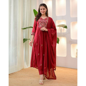 Festive Cotton Women’s Kurta Pant Set with Dupatta mahezon