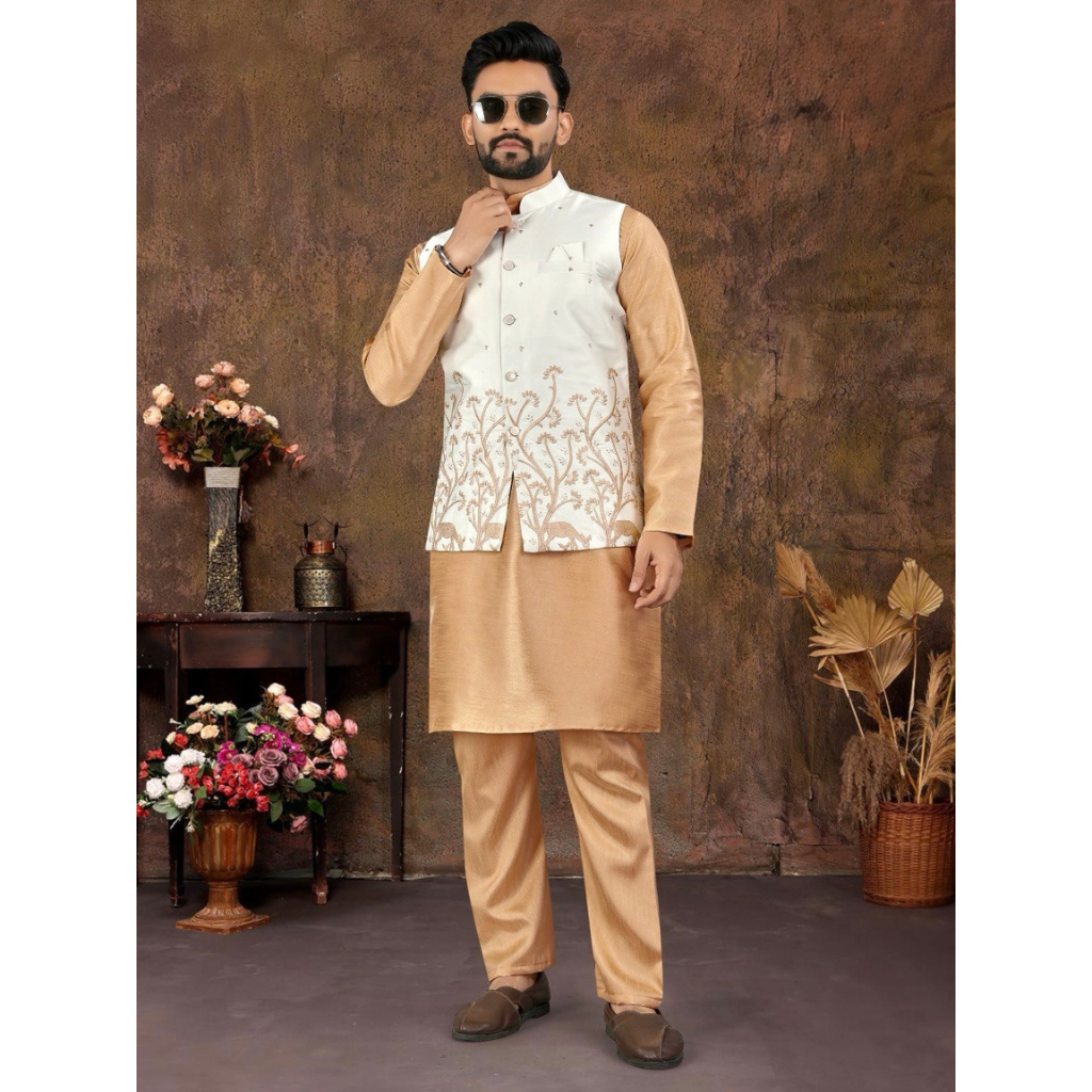 Indian Traditional Men’s Kurta Pajama Jacket mahezon