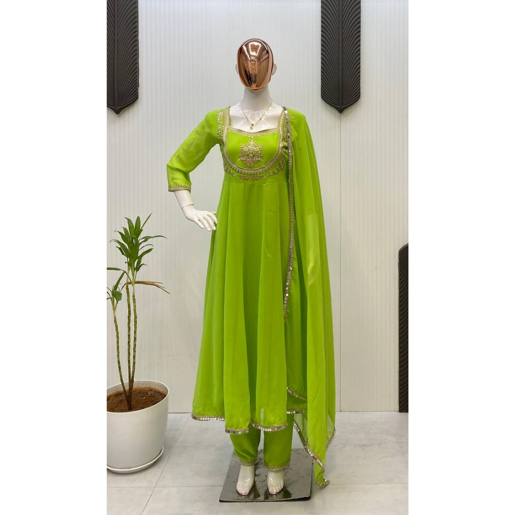 Readymade Embroidery Women Gown Dupatta Dress Mahezon