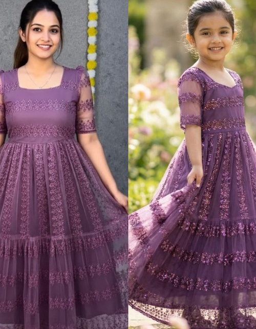 Load image into Gallery viewer, Mahezon Mother and Daughter Twinning Party Wear Gown Frock Dress mahezon
