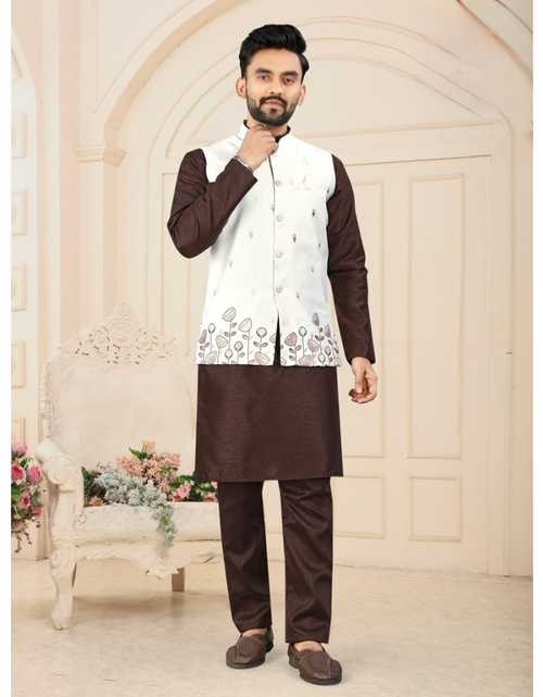 Load image into Gallery viewer, Indian Traditional Men’s Kurta Pajama Jacket mahezon
