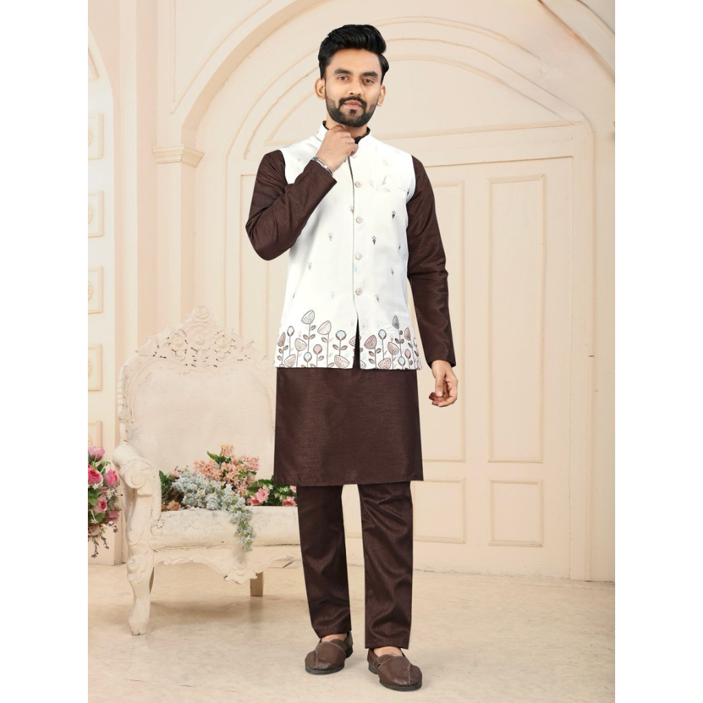 Indian Traditional Men’s Kurta Pajama Jacket mahezon