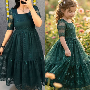 Mahezon Mother and Daughter Twinning Party Wear Gown Frock Dress mahezon