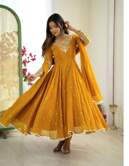 Festive Anarkali Women Gown Pant Duppatta set mahezon