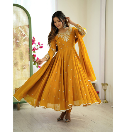 Festive Anarkali Women Gown Pant Duppatta set mahezon