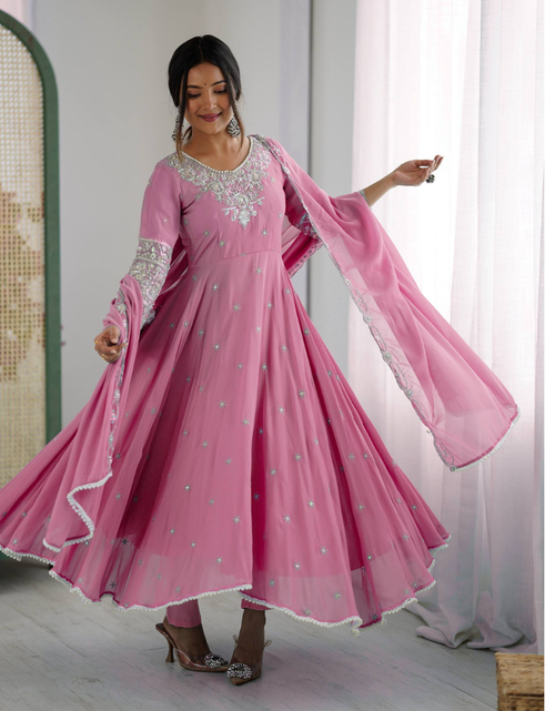 Load image into Gallery viewer, Festive Anarkali Women Gown Pant Duppatta set mahezon
