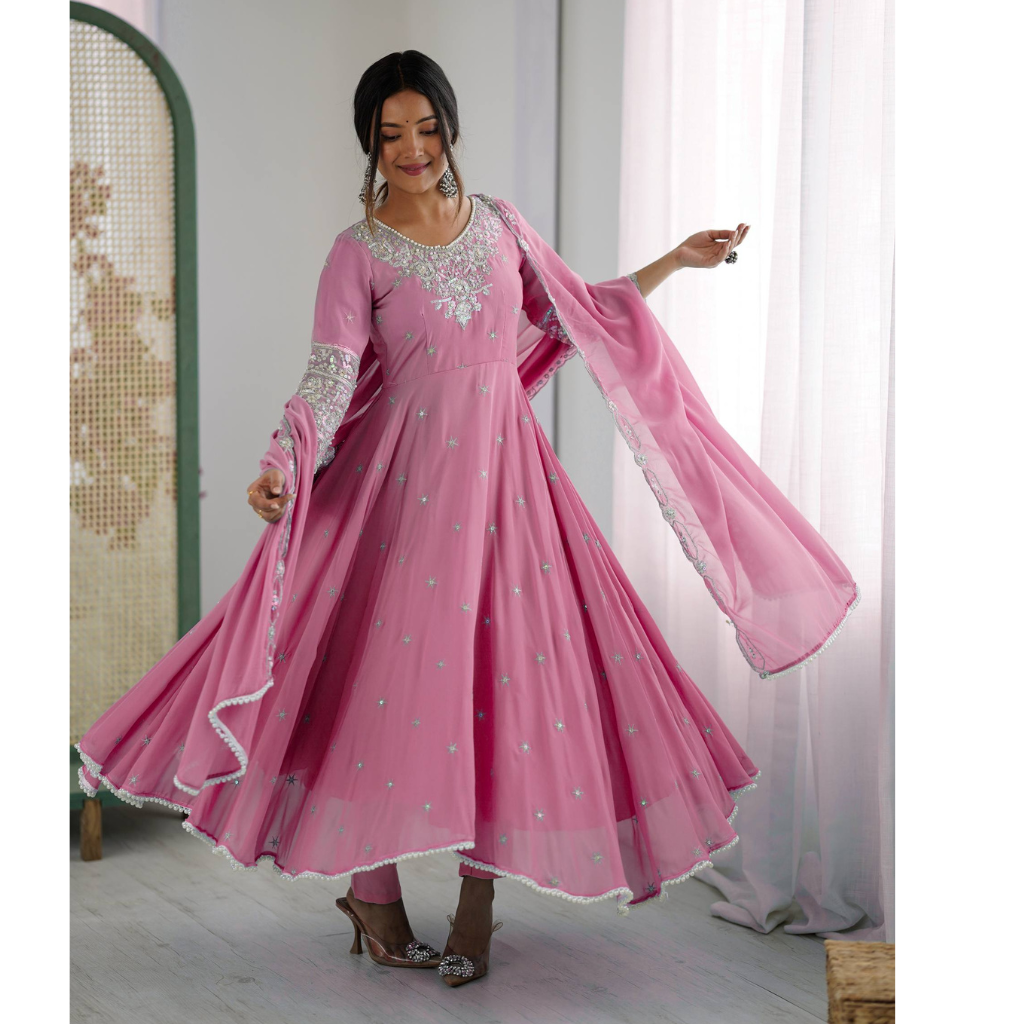 Festive Anarkali Women Gown Pant Duppatta set mahezon