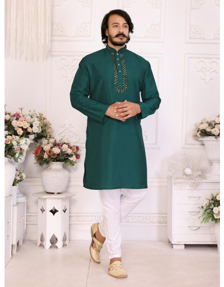 Indian Traditional Green Festive Men’s Kurta Pajama mahezon