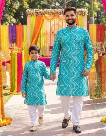 Traditional Indian Cotton Father Son Same Matching Kurta Pajama mahezon