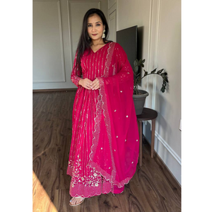 Women's Sequin Embroidery Party wear Gown with Dupatta mahezon