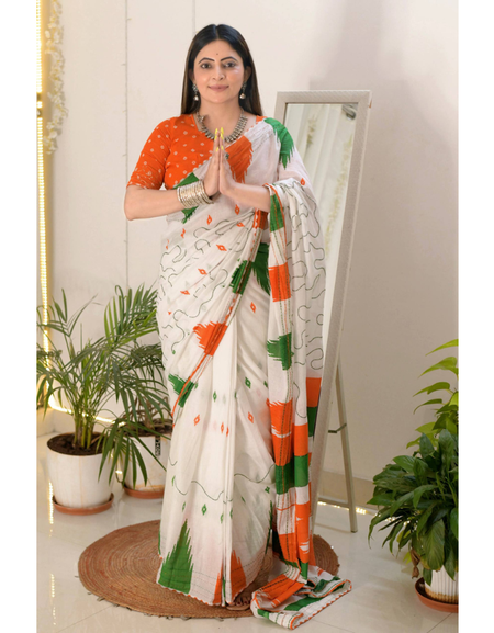 Tricolour Independence Republic Day Women’s Saree mahezon