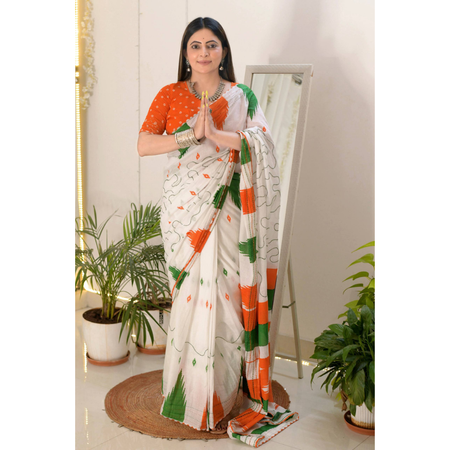 Tricolour Independence Republic Day Women’s Saree mahezon