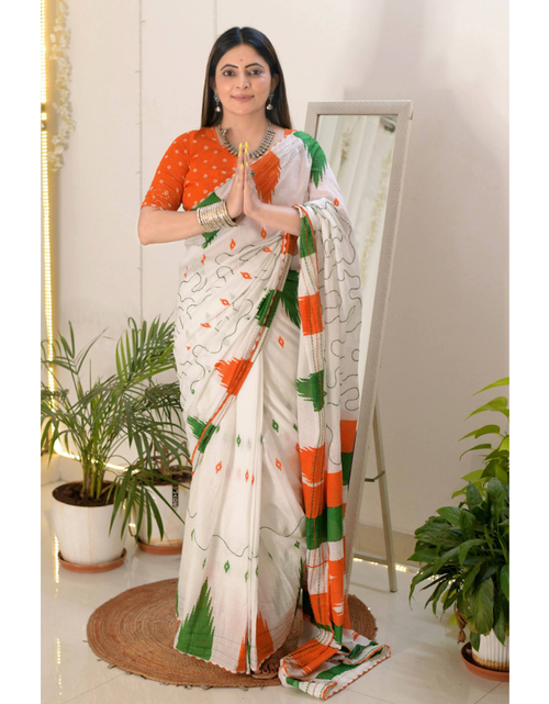 Load image into Gallery viewer, Tricolour Independence Republic Day Women’s Saree mahezon

