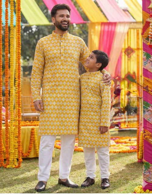 Load image into Gallery viewer, Traditional Indian Cotton Father Son Same Matching Kurta Pajama mahezon
