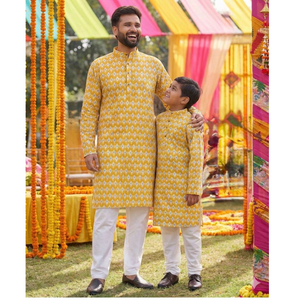 Traditional Indian Cotton Father Son Same Matching Kurta Pajama mahezon