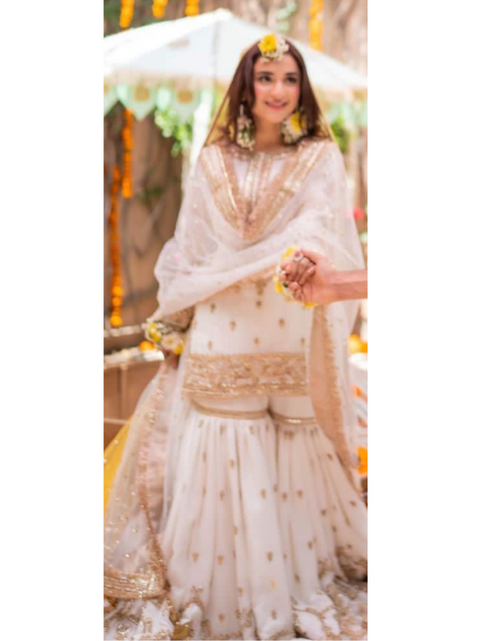 Silk Ladies Designer Sharara Suit, White at Rs 15000/piece in New Delhi |  ID: 2851743120630