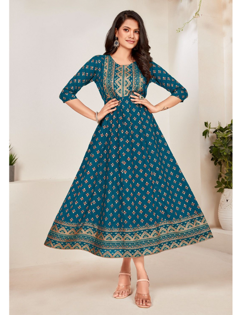 Load image into Gallery viewer, Beautiful Women Blue Ethnic Gown mahezon
