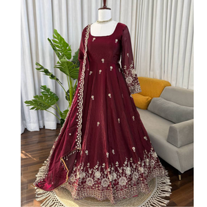 Wedding Designer Anarkali Women Gown Pant with Dupatta Suit mahezon