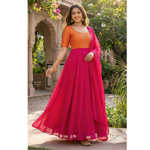 Wedding Designer Anarkali Women Gown with Dupatta Suit mahezon