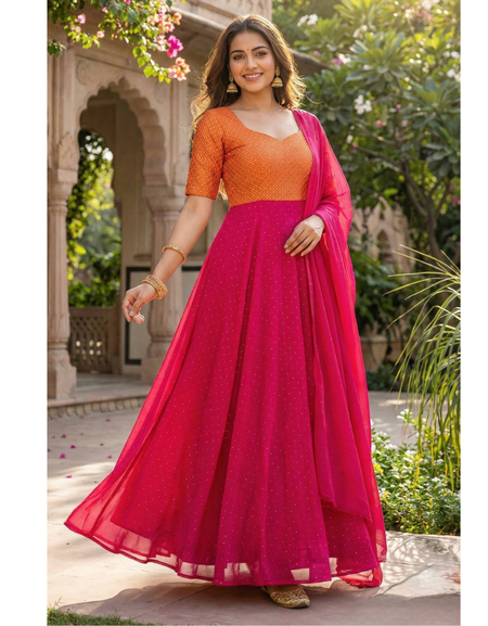 Wedding Designer Anarkali Women Gown with Dupatta Suit mahezon