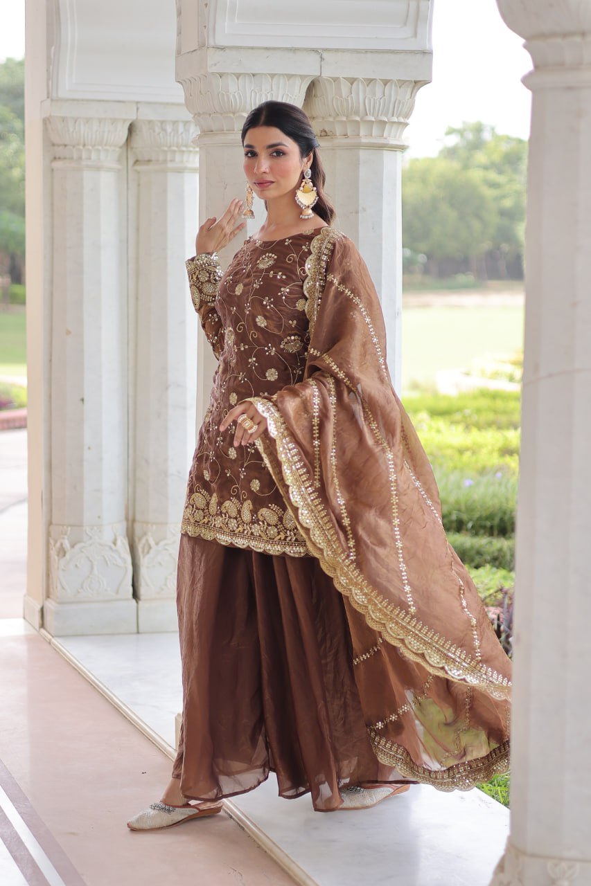 Wedding Designer Women Top Sharara with Dupatta mahezon