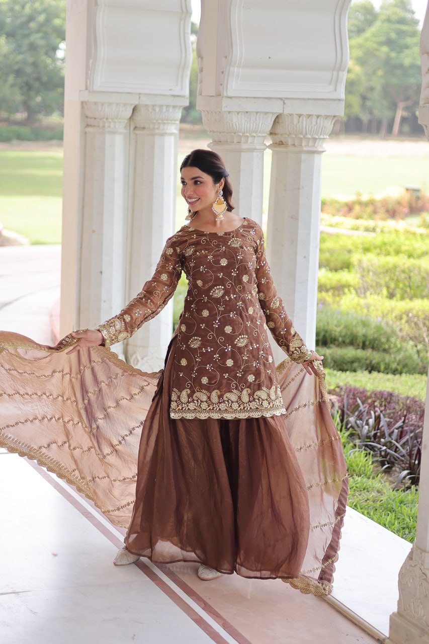 Wedding Designer Women Top Sharara with Dupatta mahezon