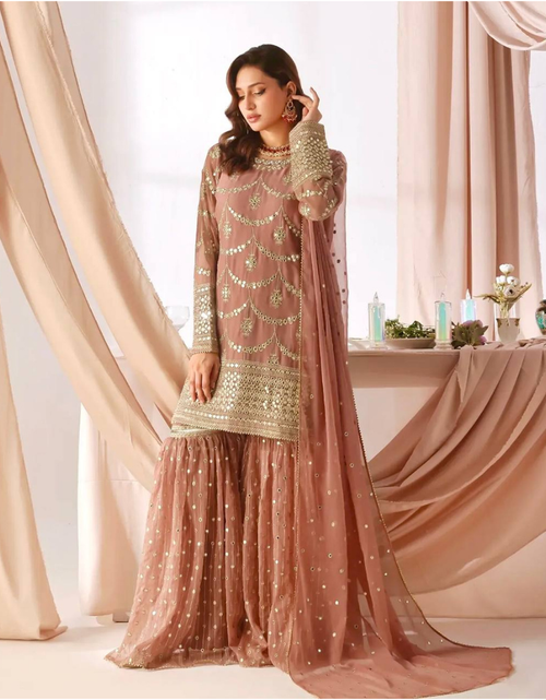 Load image into Gallery viewer, Wedding Designer Kurti Sharara Dupatta Dress Mahezon
