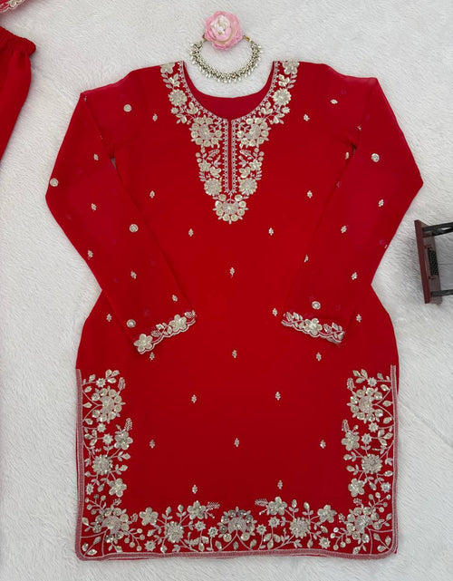 Load image into Gallery viewer, Wedding Designer Red Women Top Sharara with Dupatta Royal Export
