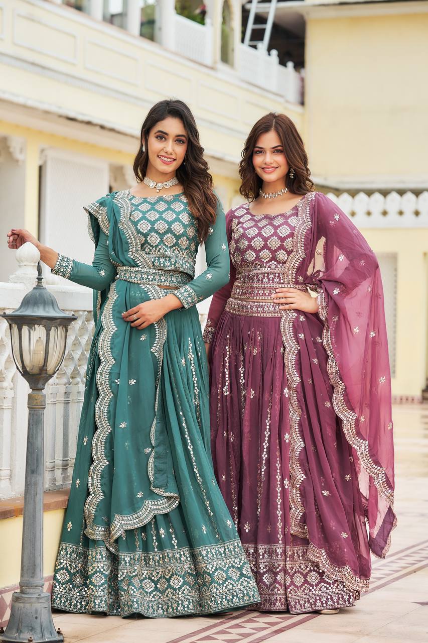 Festive Designer Ethnic Embroidery Sequence Women Lehenga Choli Dupatta mahezon