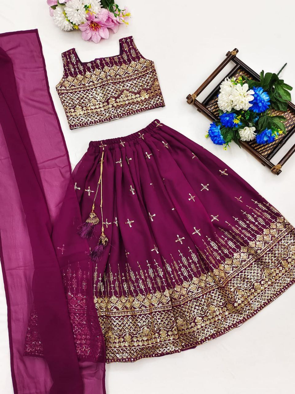 Festive Kids Girl Lehenga Choli Dupatta Set mahezon