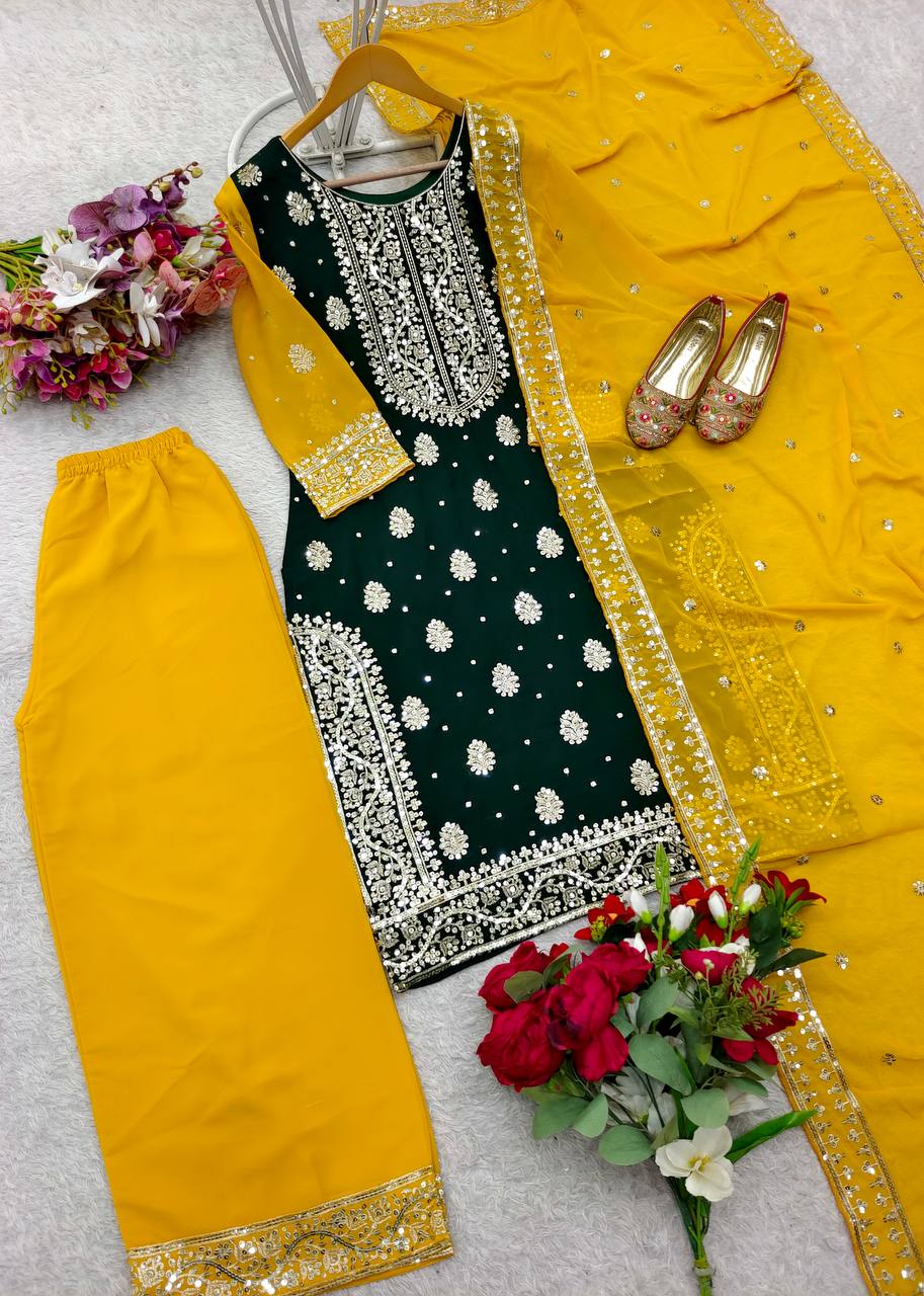 Wedding Party Women’s Top Palazzo  Dupatta mahezon
