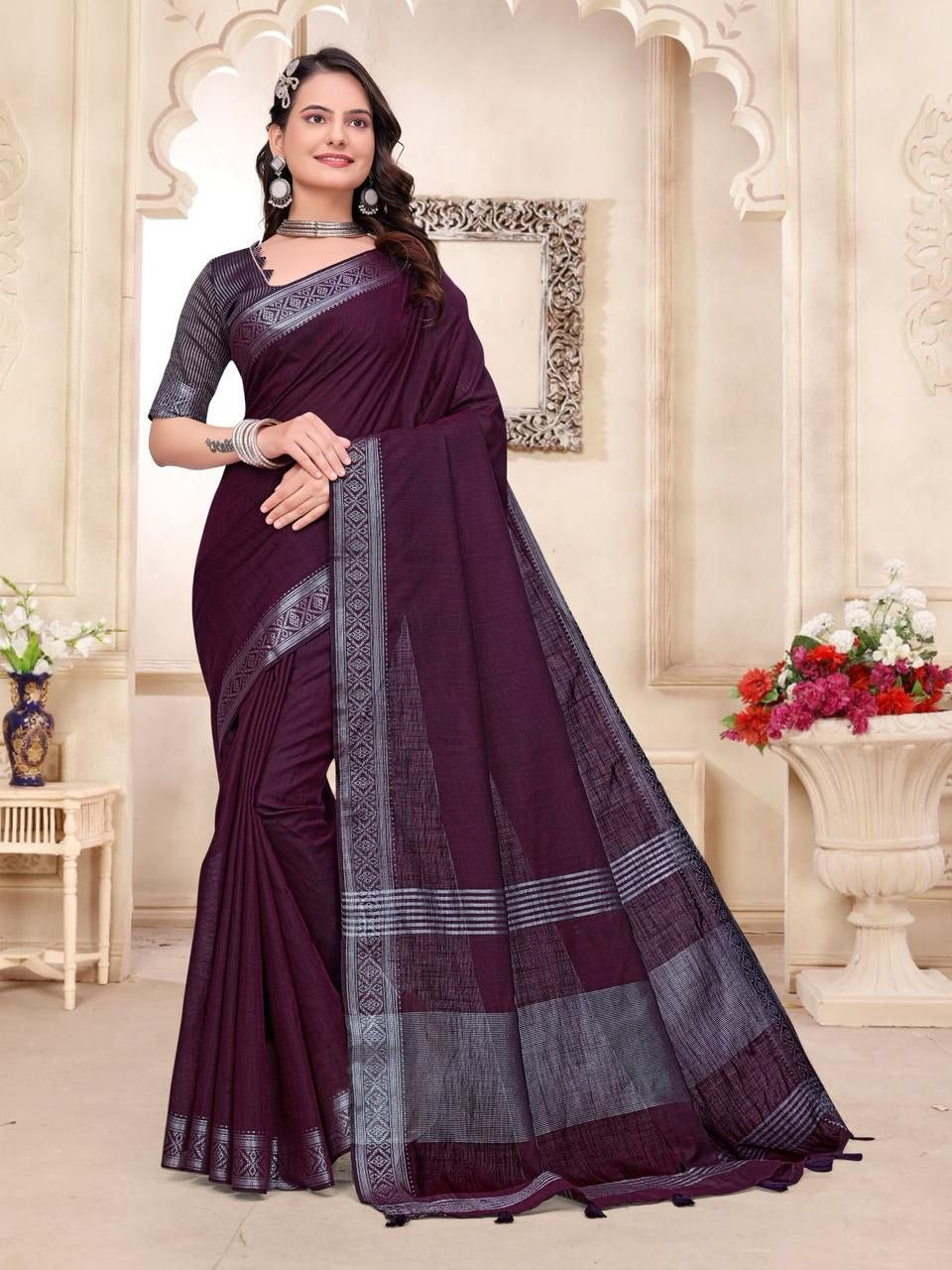 Traditional Indian Couples Same Matching Men Kurta Pajama and Women Saree Blouse Outfits Set mahezon