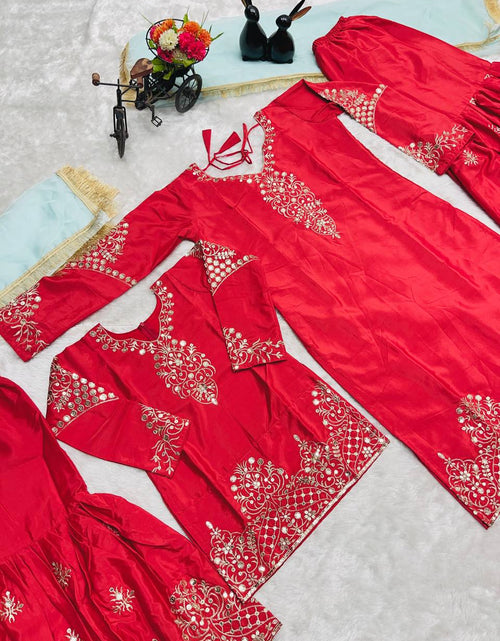 Load image into Gallery viewer, Festive Mother And Daughter Top Palazzo Dupatta Twinning Outfit Set Royal Export
