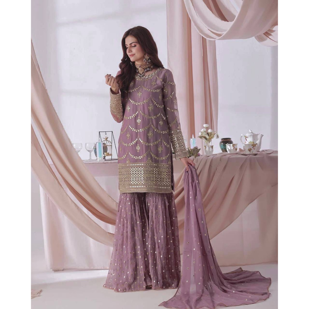 Wedding Designer Kurti Sharara Dupatta Dress Mahezon