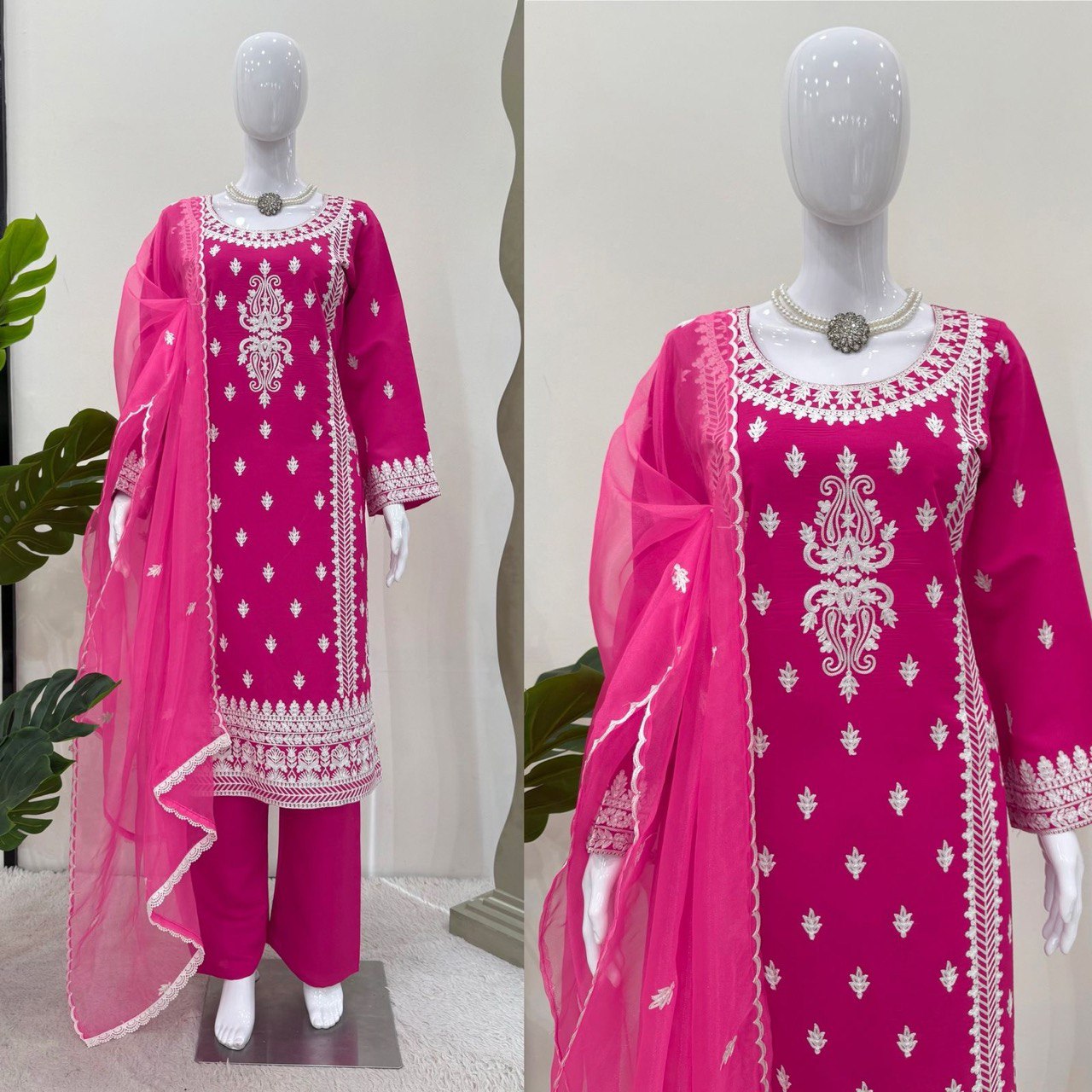 Wedding Reception Party Women’s Top Palazzo  Dupatta mahezon