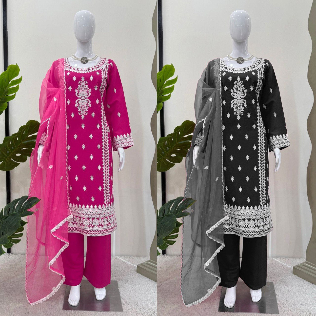 Wedding Reception Party Women’s Top Palazzo  Dupatta mahezon