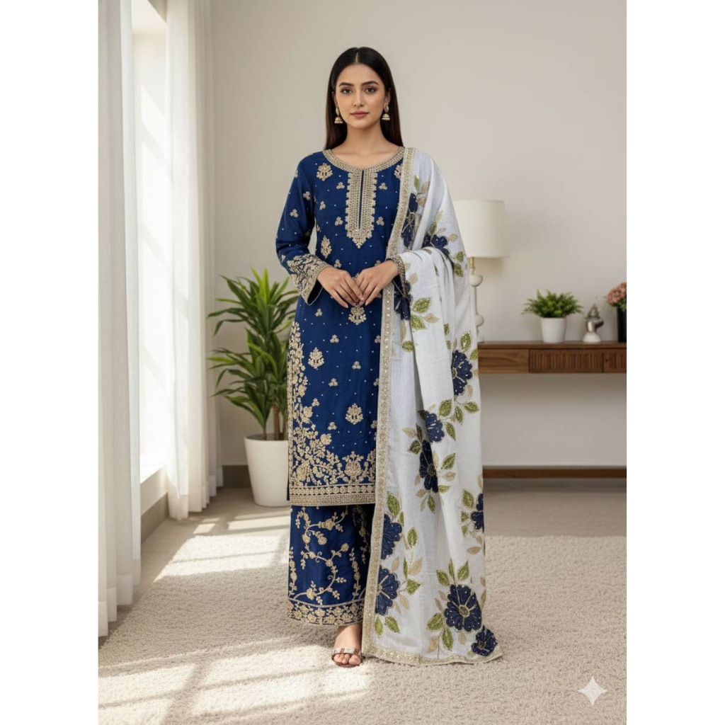 Wedding Wear Women Top Palazzo Dupatta Suit Dress Royal Export