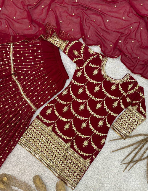 Load image into Gallery viewer, Wedding Designer Kurti Sharara Dupatta Dress Mahezon
