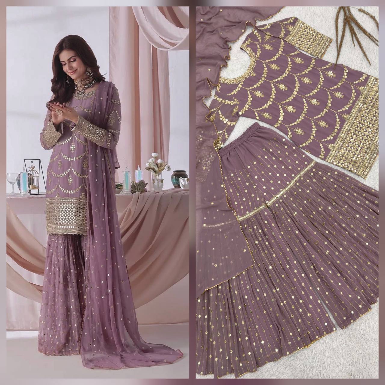 Wedding Designer Kurti Sharara Dupatta Dress Royal Export