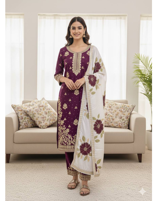 Load image into Gallery viewer, Wedding Wear Women Top Palazzo Dupatta Suit Dress Royal Export
