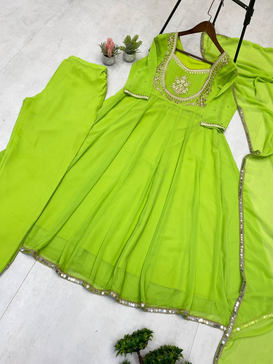 Readymade Embroidery Women Gown Dupatta Dress Mahezon