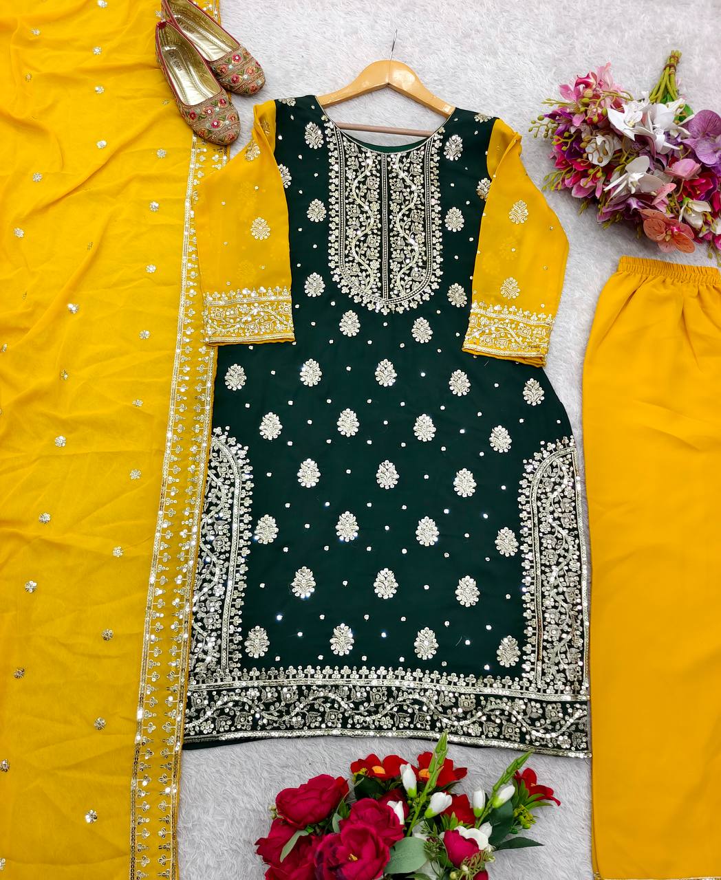 Wedding Party Women’s Top Palazzo  Dupatta mahezon