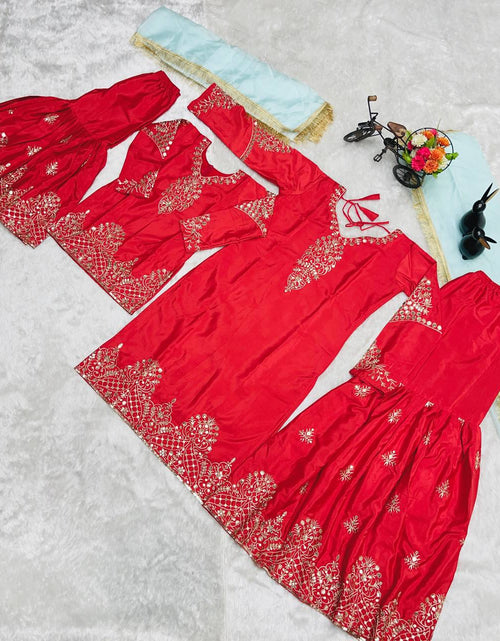 Load image into Gallery viewer, Festive Mother And Daughter Top Palazzo Dupatta Twinning Outfit Set Royal Export
