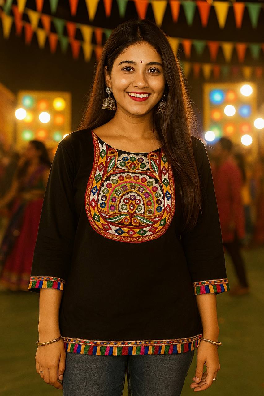 Navratri Festive Garba Women’s Short Top mahezon