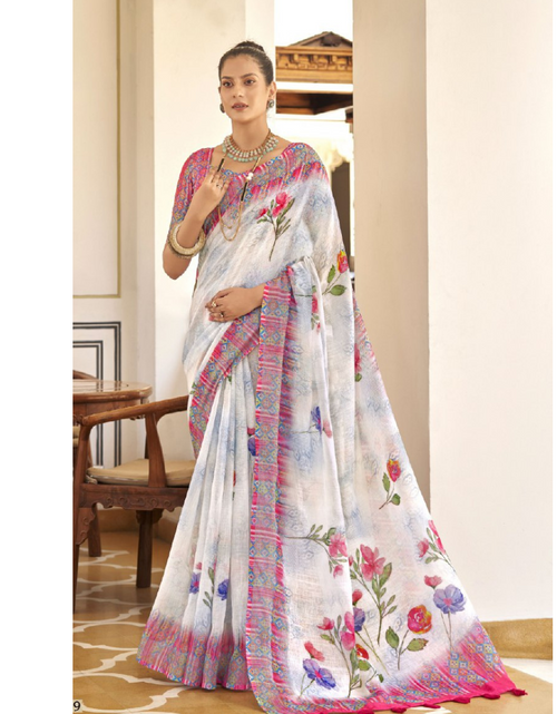Load image into Gallery viewer, Women Fancy Party wear Linen Sarees mahezon
