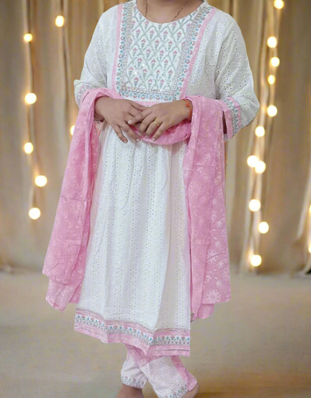 White Naira Cut Party Wear Women's Kurta Suit Dress mahezon