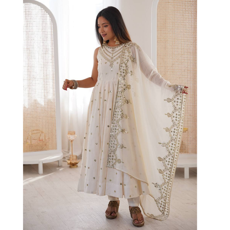 Designer Anarkali Women Gown Pant with Dupatta Suit mahezon