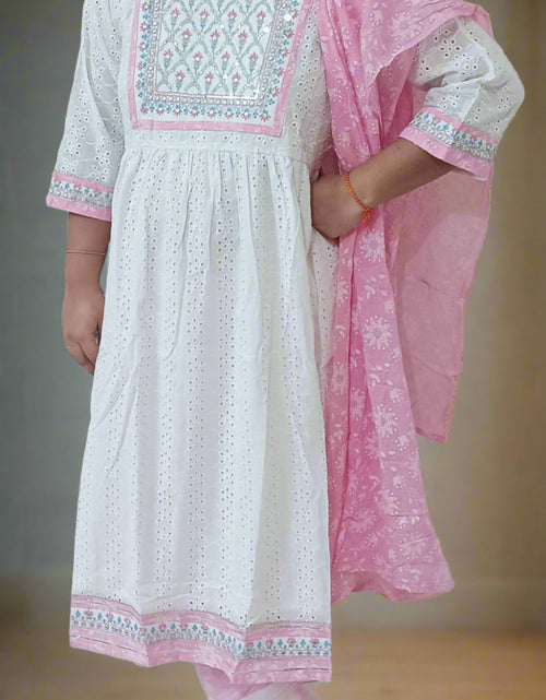 Load image into Gallery viewer, White Naira Cut Party Wear Women's Kurta Suit Dress mahezon
