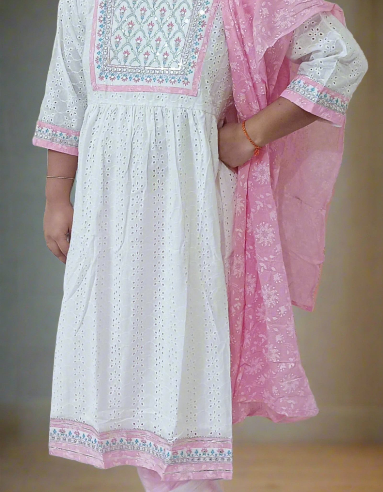 White Naira Cut Party Wear Women's Kurta Suit Dress mahezon